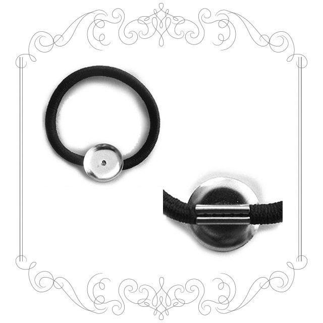 【20個セット】皿付きヘアゴム小／黒 シンプル ヘアゴム　ヘアアクセサリー オリジナル ハンドメイド ミール皿