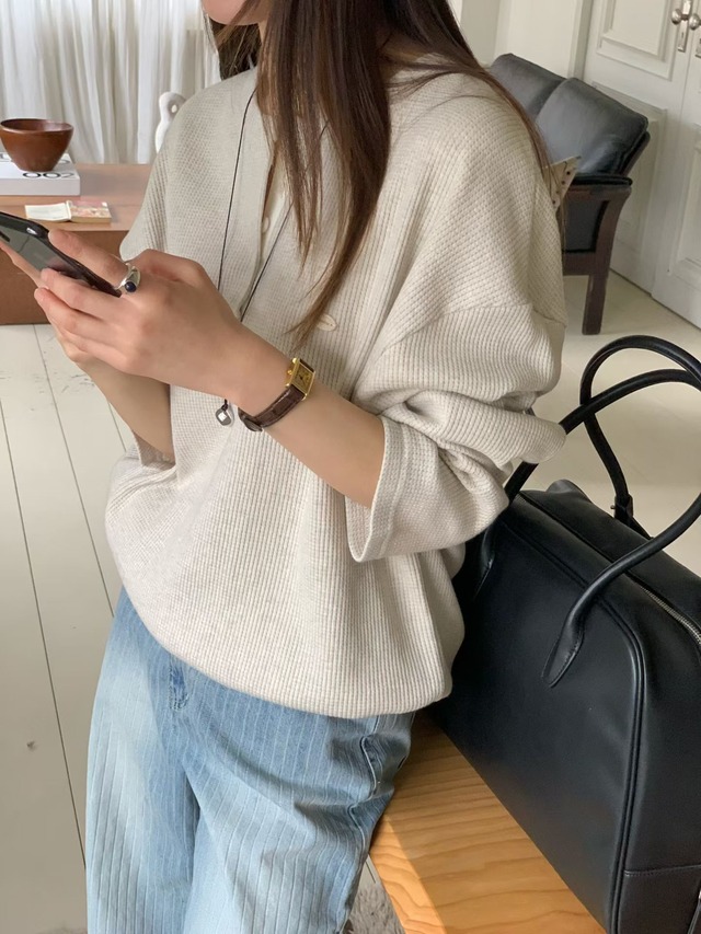 (予約) signature / Plum waffle sweatshirt 2color