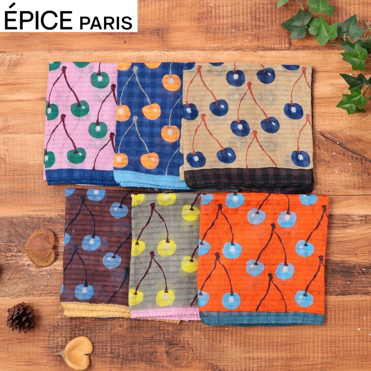 ストール 夏用 大判 綿 エピス EPICE 【国内正規品】 冷房対策 持ち運び 薄手 秋 夏 レディース スカーフ 綿100% コットン レトロ 日焼け 首防止 おしゃれ 日焼け防止 柄 柄物 さくらんぼ チェリー PS2472 Ee002