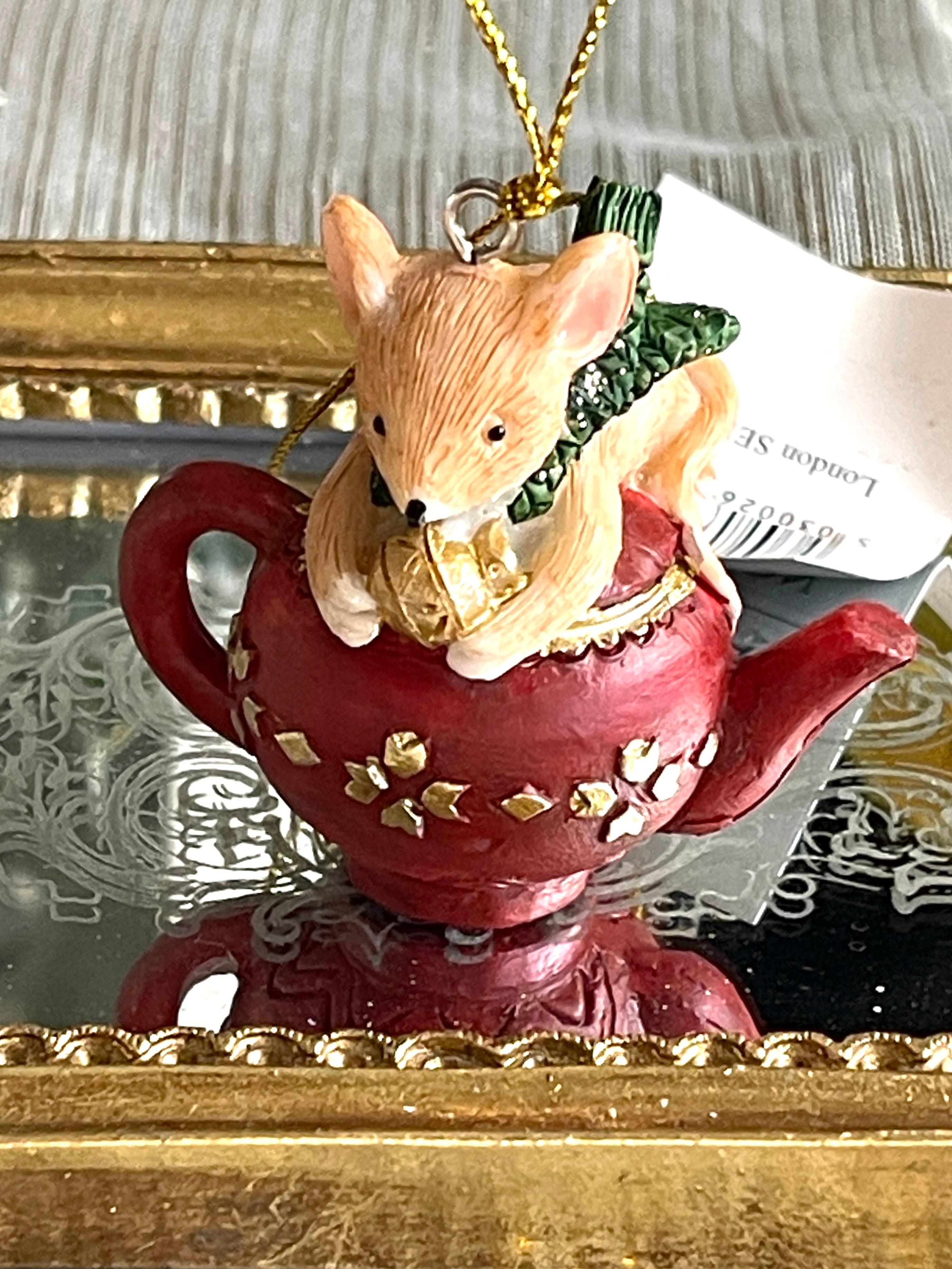 ◆ティーポットマウス◆オーナメント◆ティーポット◆ジセラグラハム◆GISRLA GRAHAM London ◆英国◆