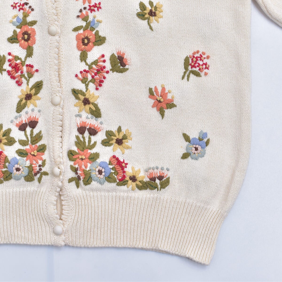 SAISON DE ELLE お花 総刺繍 デザイン コットンニット SAISON DE ELLE お花 総刺繍 デザイン コットンニット