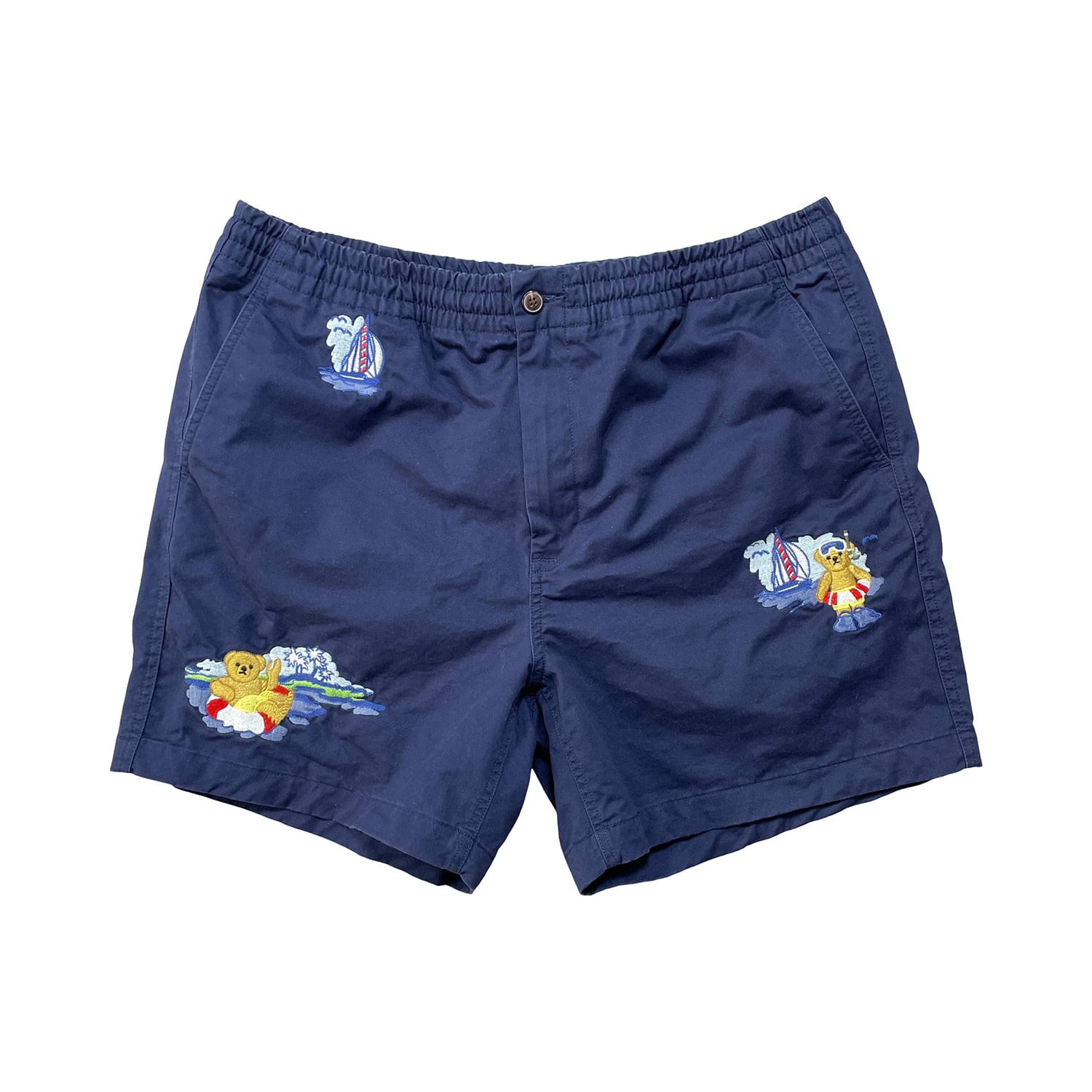 POLO RALPH LAUREN ポロベア 刺繍 ショートパンツ ネイビー USA 古着 RALPH LAUREN ラルフローレン ポロベア コットン ショート
