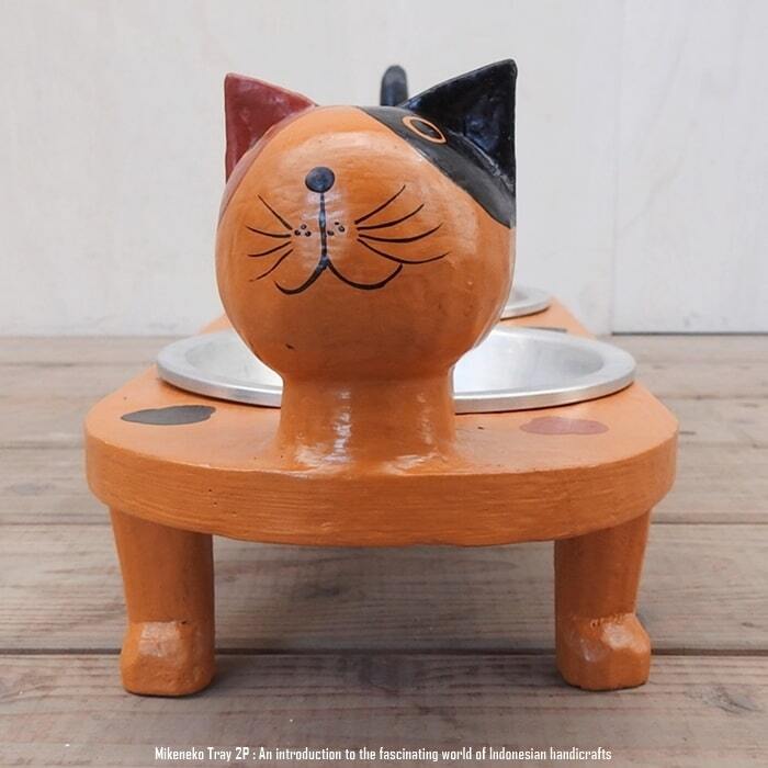三毛猫の餌入れ1皿タイプ & ウェルカムボード15cm バリ雑貨 アジアン雑貨 三毛猫 餌入れ フードボール キャットフード トレー 2P 2連 ダブル