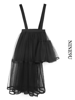 tulle see-through asymmetry one-piece【NINE6593】