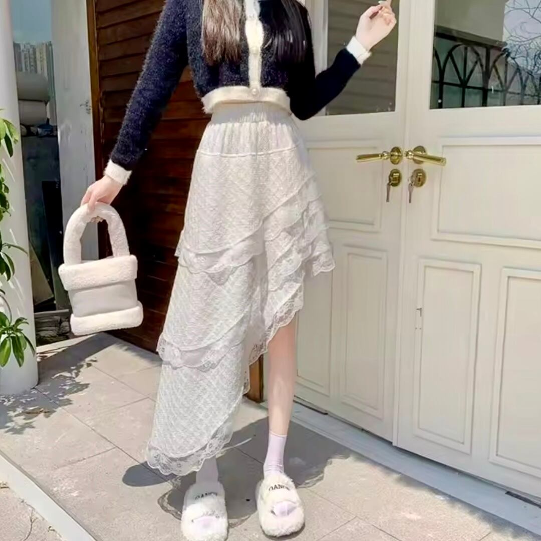 フリルレースアシメスカート