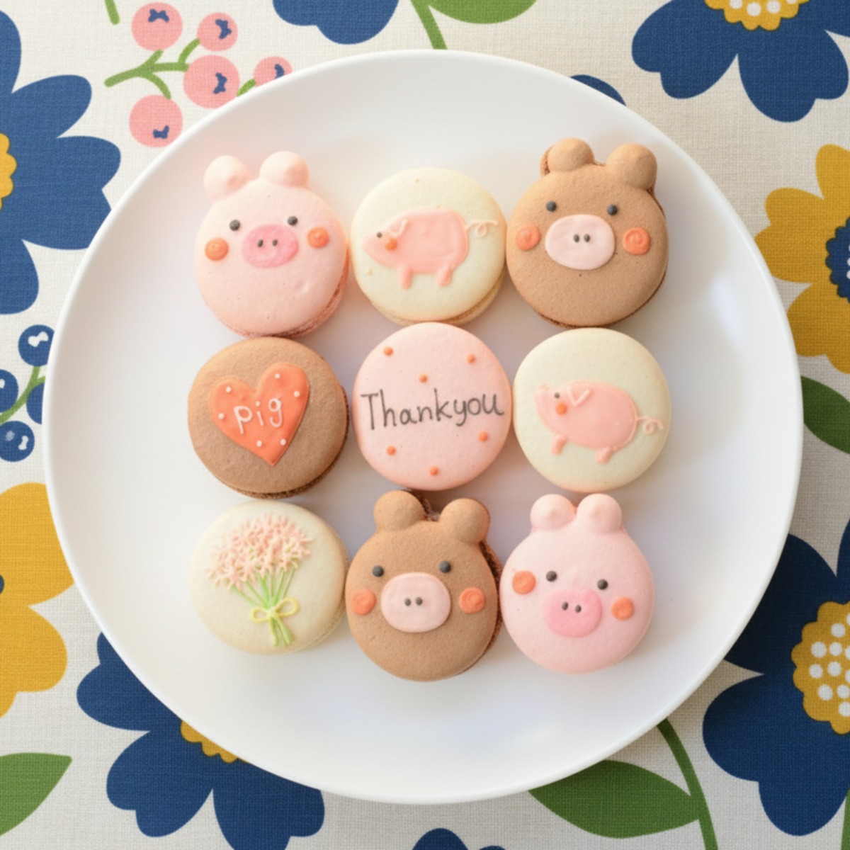 ブタちゃん好きにはたまらない！メッセージ入り9個セット | ココマカロン