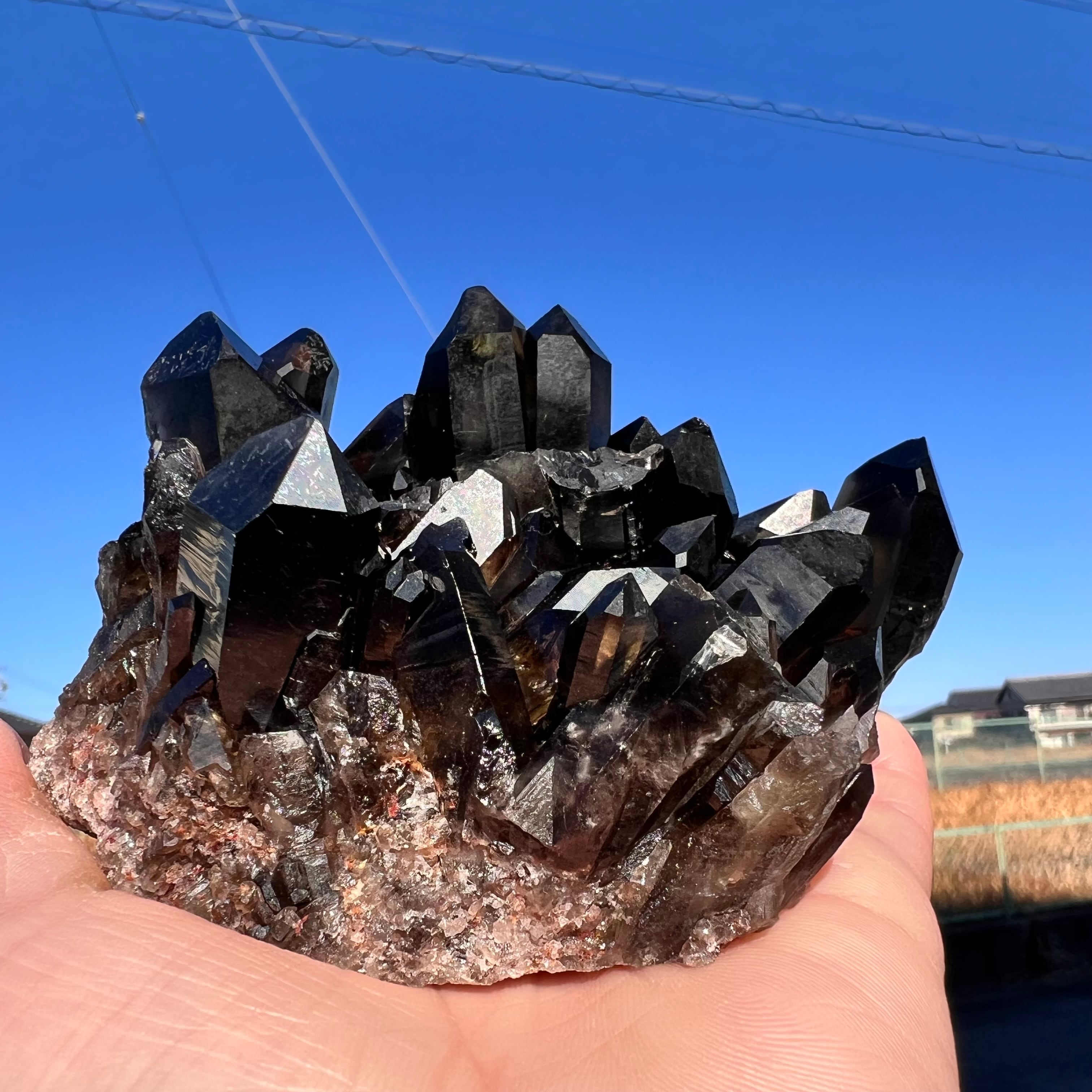 【モリオンクラスター ブラジル産③】593g ❤︎送料無料❤︎天然石 原石