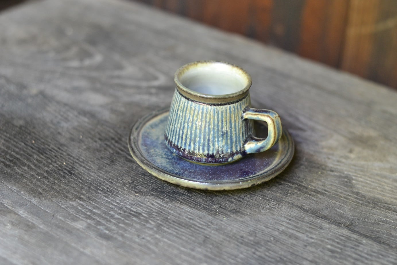 ストライプデミタスカップ 青 | しずく窯