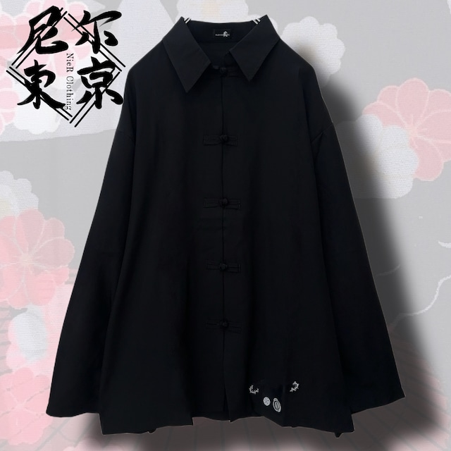 チャイナボタンBLACK SHIRT