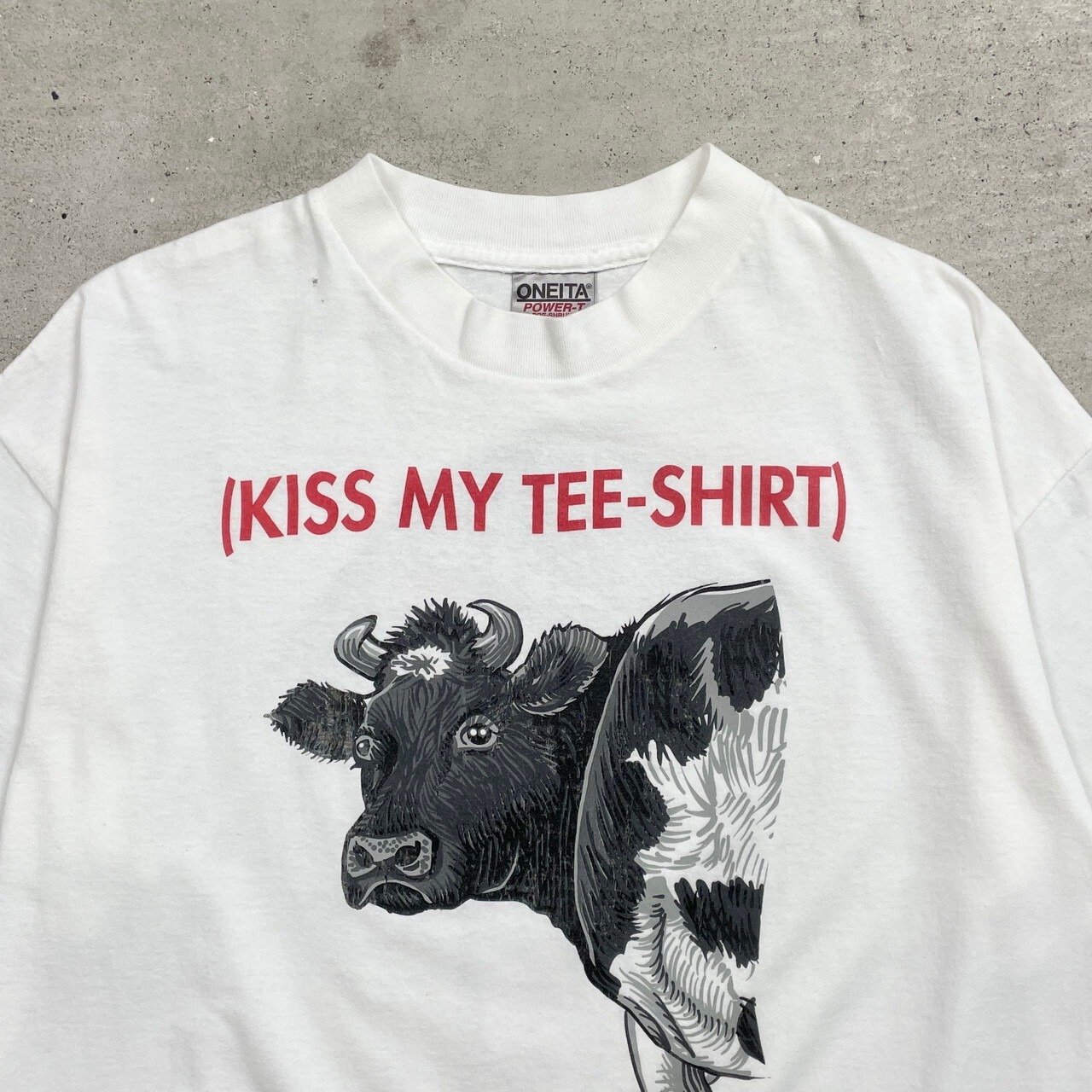 90年代 KISS MY TEE SHIRT 牛 アニマルプリントTシャツ ジョーク 