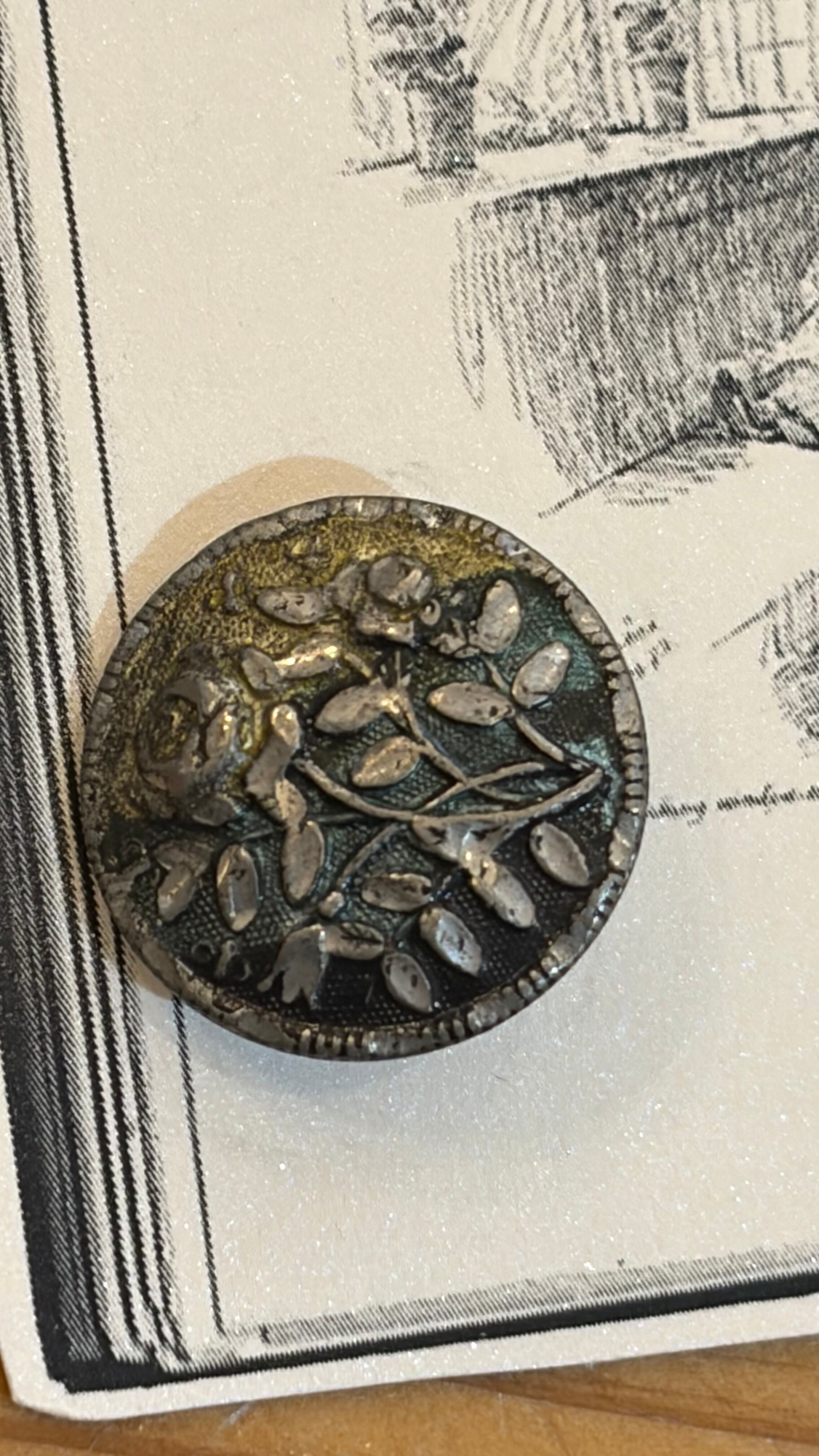 【希少 アンティークボタン】エナメルRose 約1.8cm アンティークパーツ ハンドメイド素材に/1個