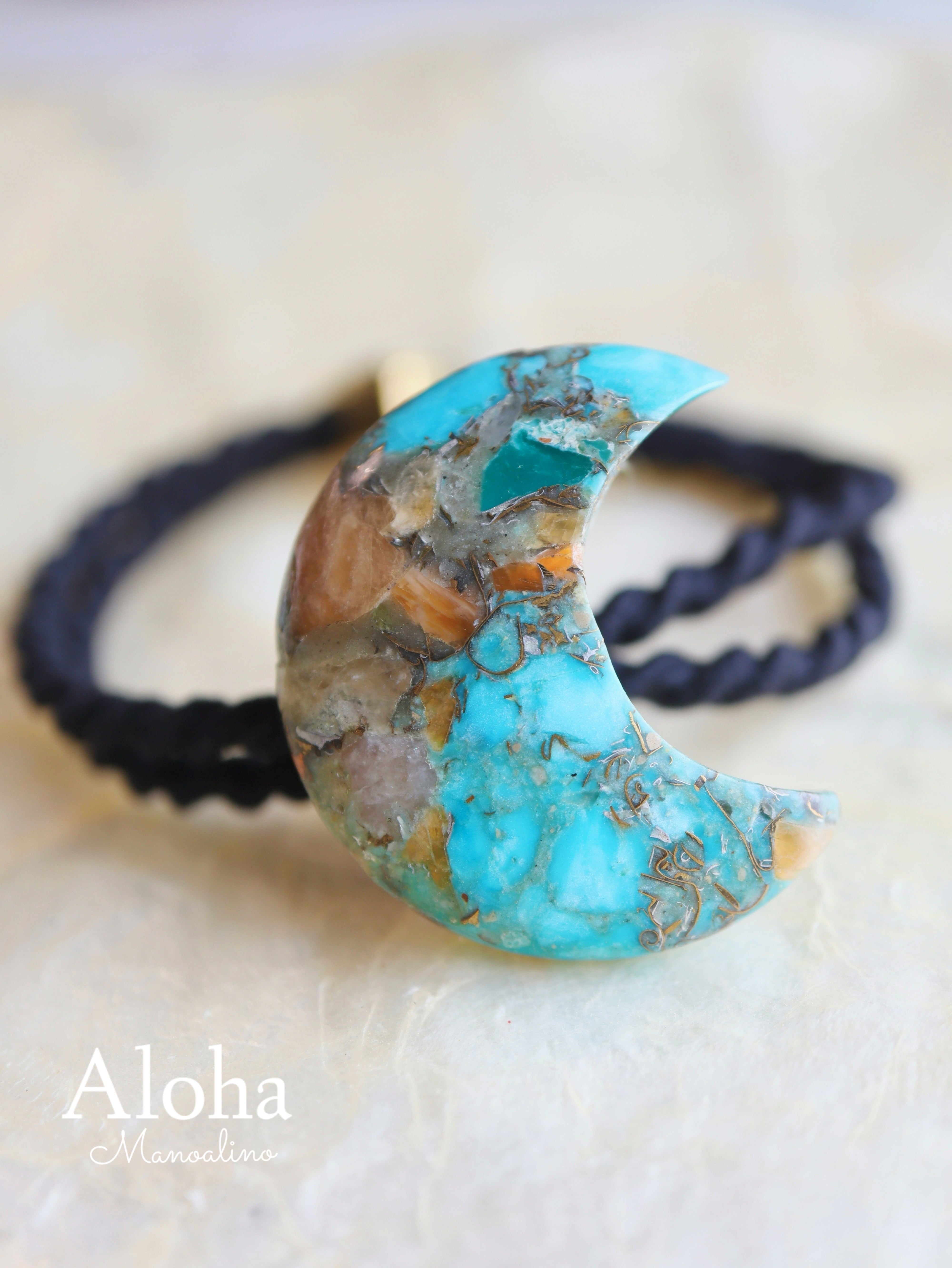 MAHINA moon Turquoise hair accessory(月オイスターコッパーターコイズヘアゴム)