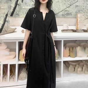 ウエストデザインシャツワンピース K0334