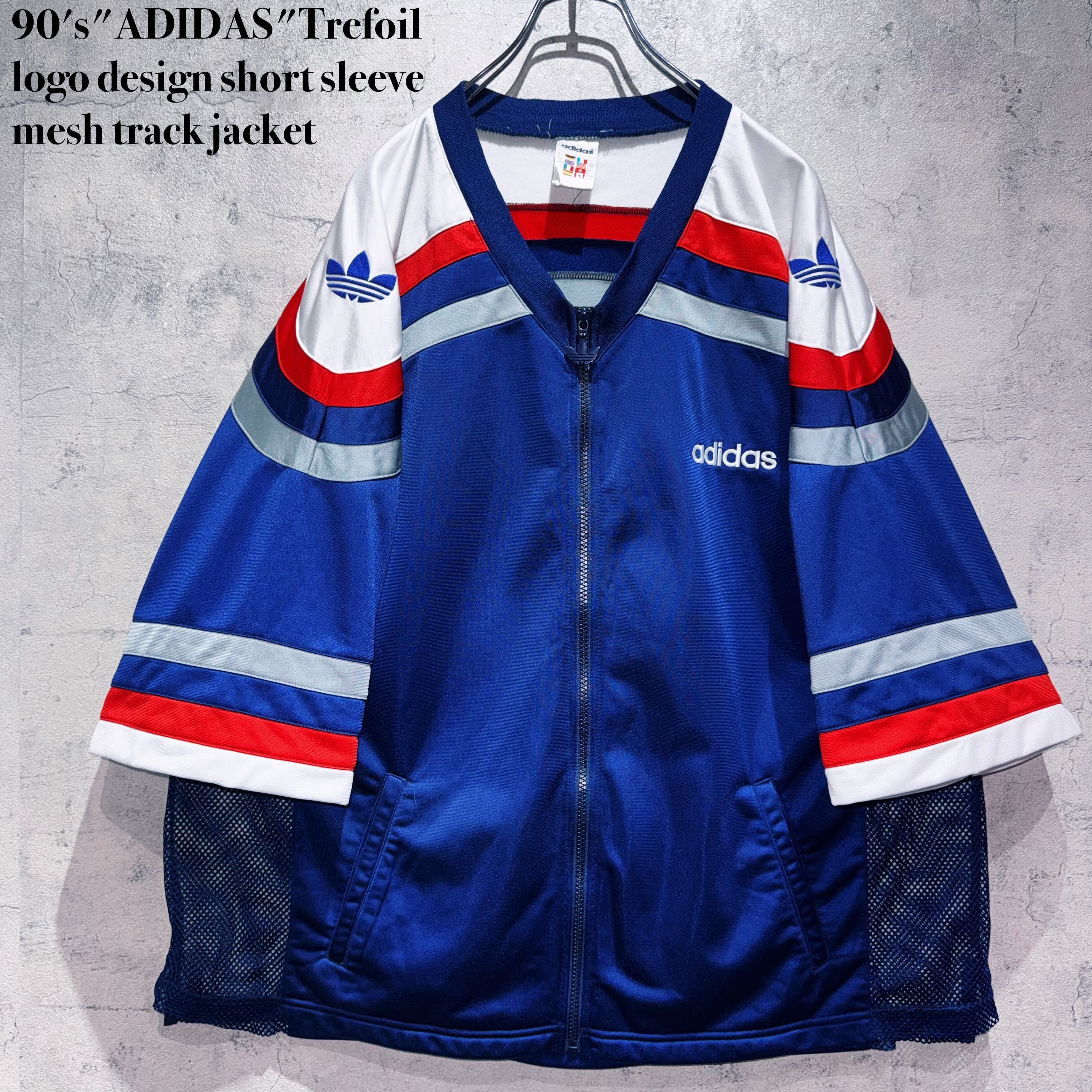 90's"ADIDAS"Trefoil logo design short sleeve mesh track jacket