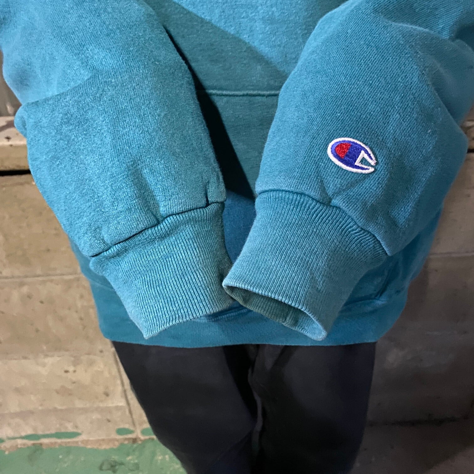 90年代 USA製 青タグ Champion チャンピオン ワンポイントロゴ刺