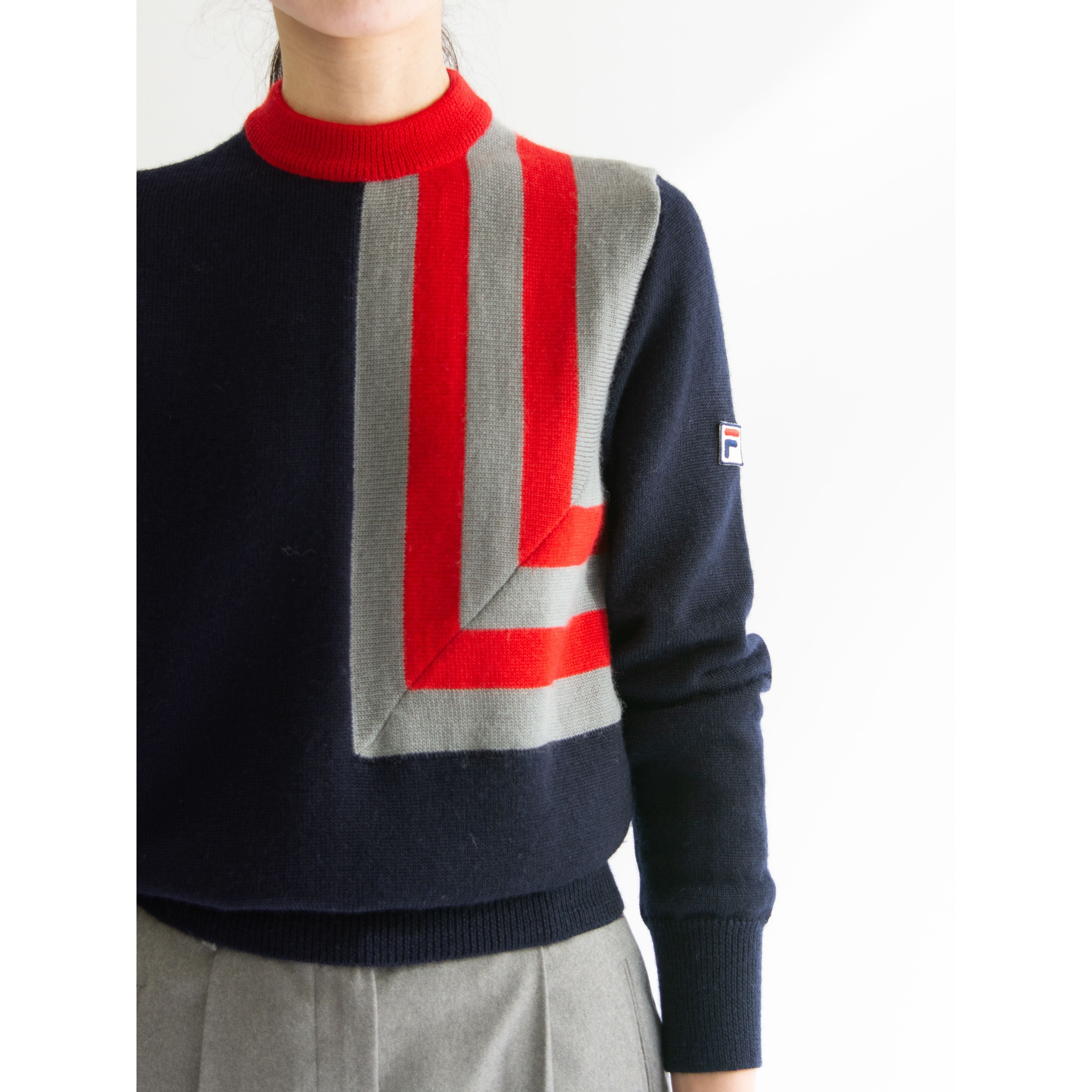 【FILA】Made in Italy 70-80's 100% Wool Pullover Sweater（フィラ イタリア製  プルオーバーウールセーター クルーネックニット） | MASCOT/E powered by BASE