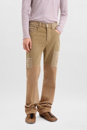 WALES BONNER 【SISSOO STUDDED TROUSER  -CAMEL/ SILVER-】
