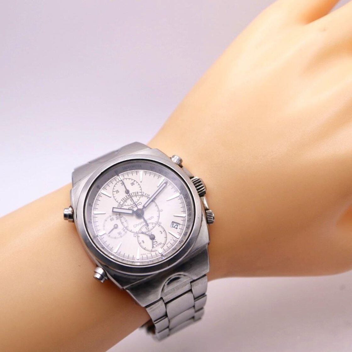 SEIKO クロノグラフ デイト シルバー ラウンド メンズ腕時計 976 | Pay ID
