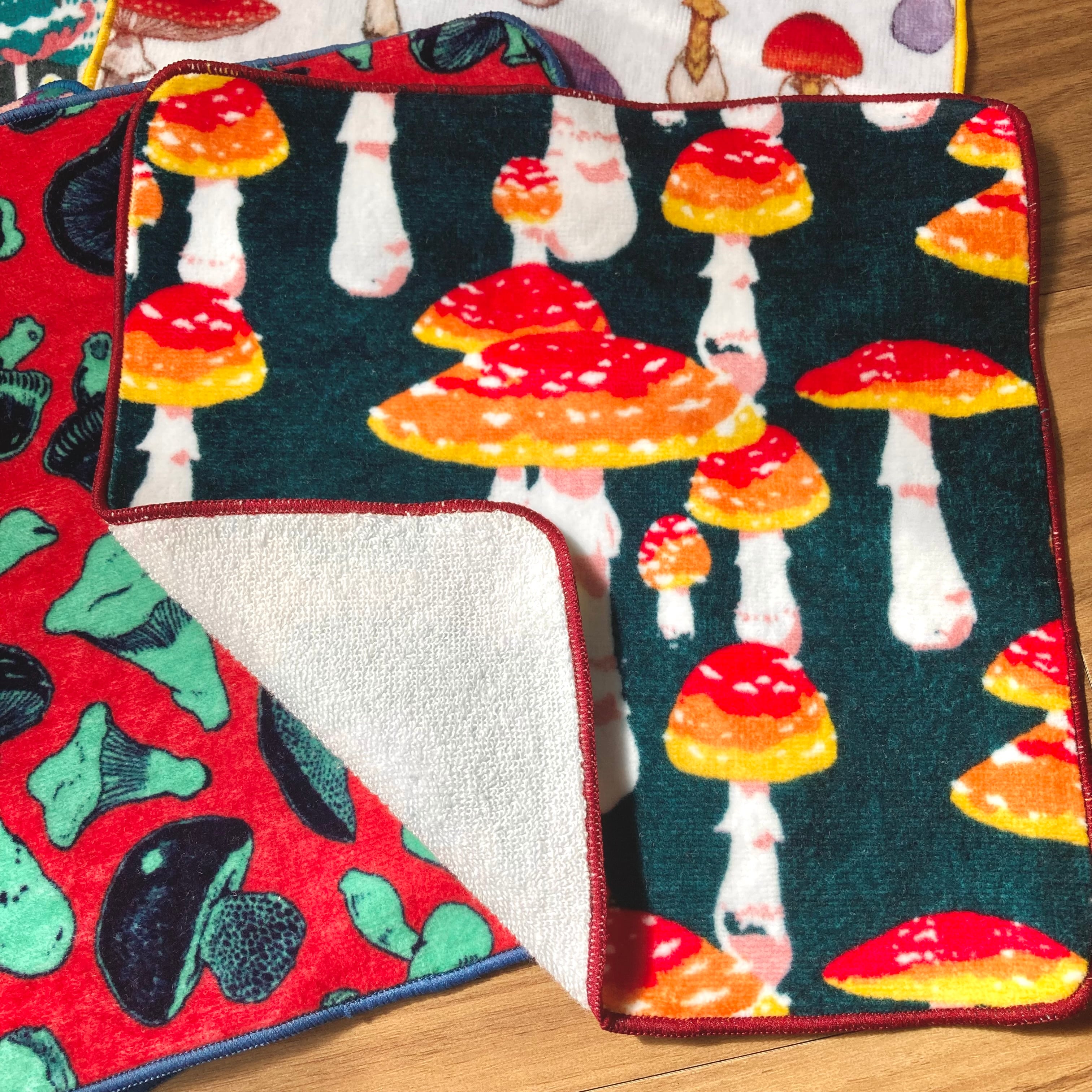 ビンテージ 70s USA きのこ 蝶々 レトロインテリア ハンカチ タオル 飾 きのこタオルハンカチ | nocco.