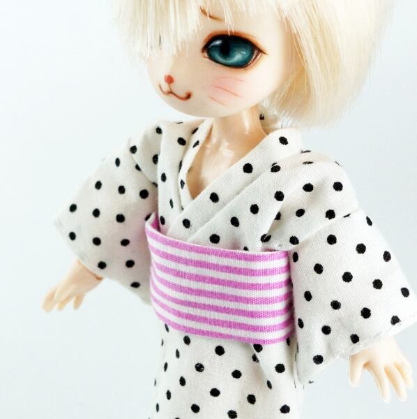 ドール服 1/6 オビツ11 浴衣 白ドット WHB002WHE MW - 画像1
