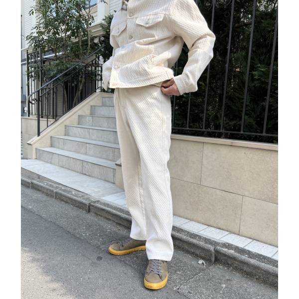 アイボリー ジャガードストレートパンツ セットアップ対応 メンズ