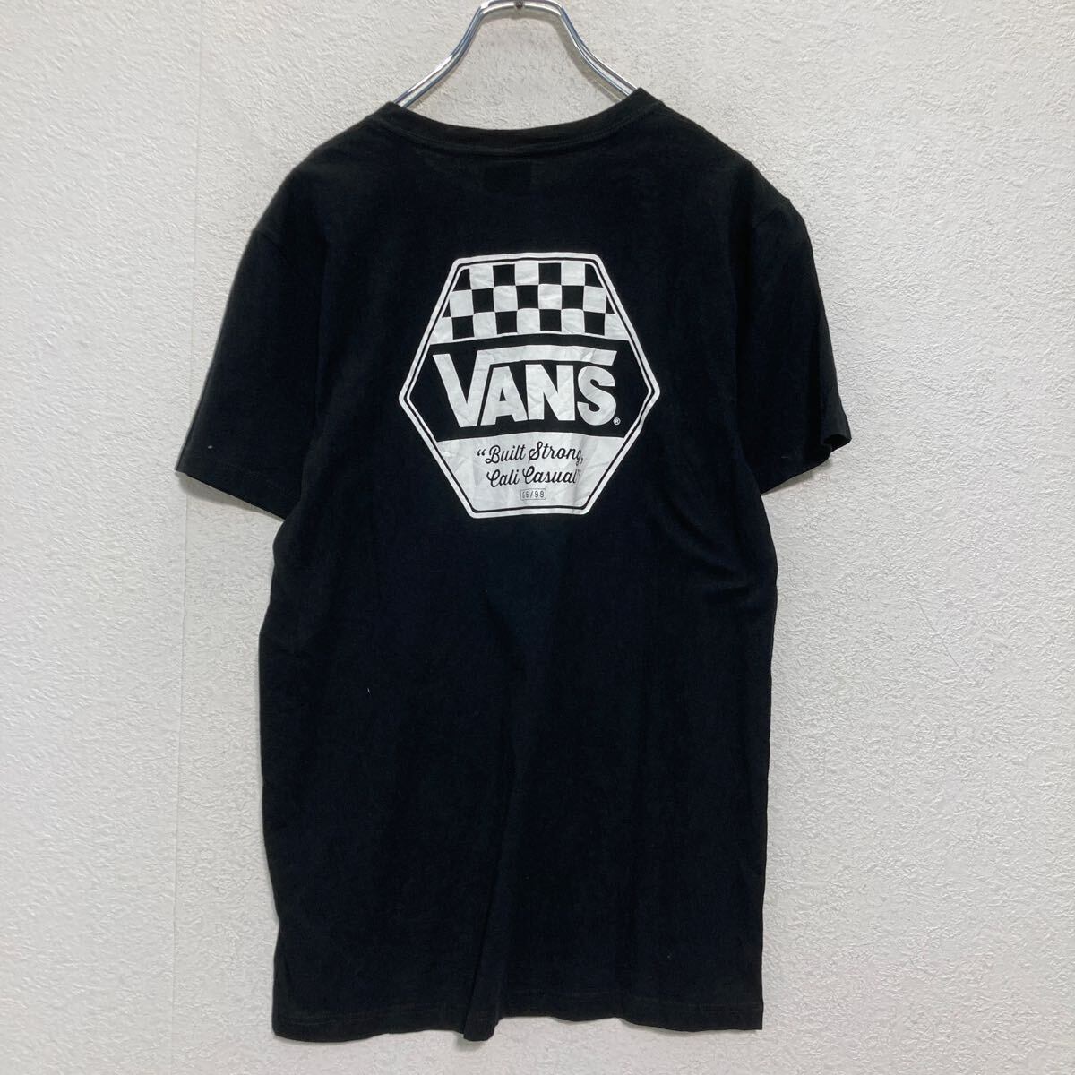 VANS 半袖 プリントTシャツ S ブラック バンズ クルーネック バック 