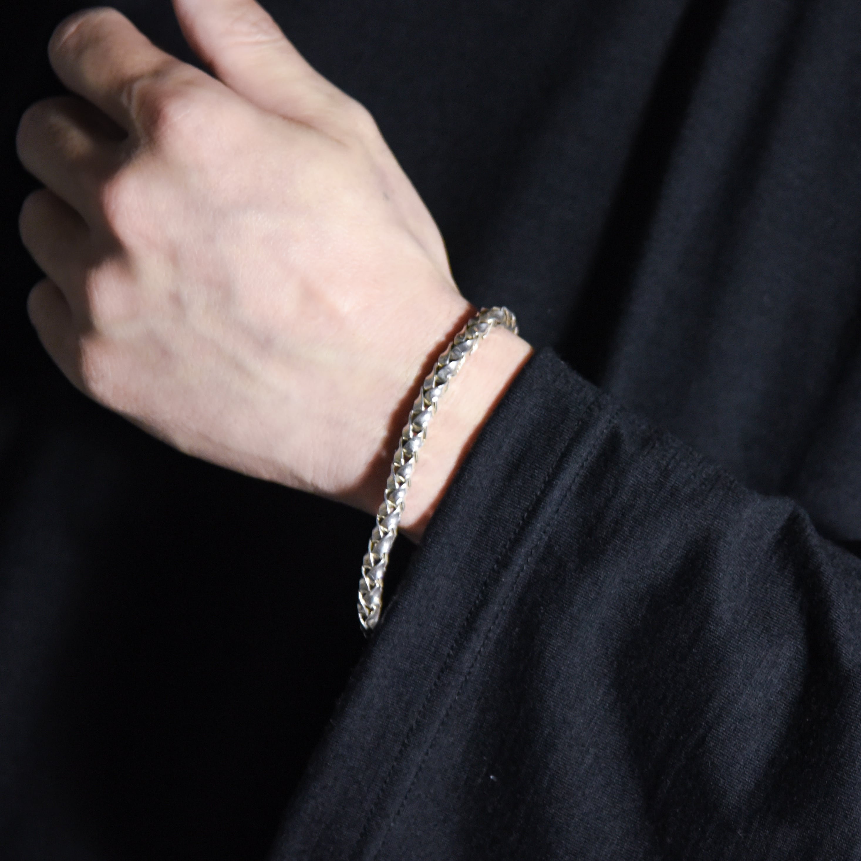 French Vintage Silver Snake Chain Bracelet フランス ヴィンテージ