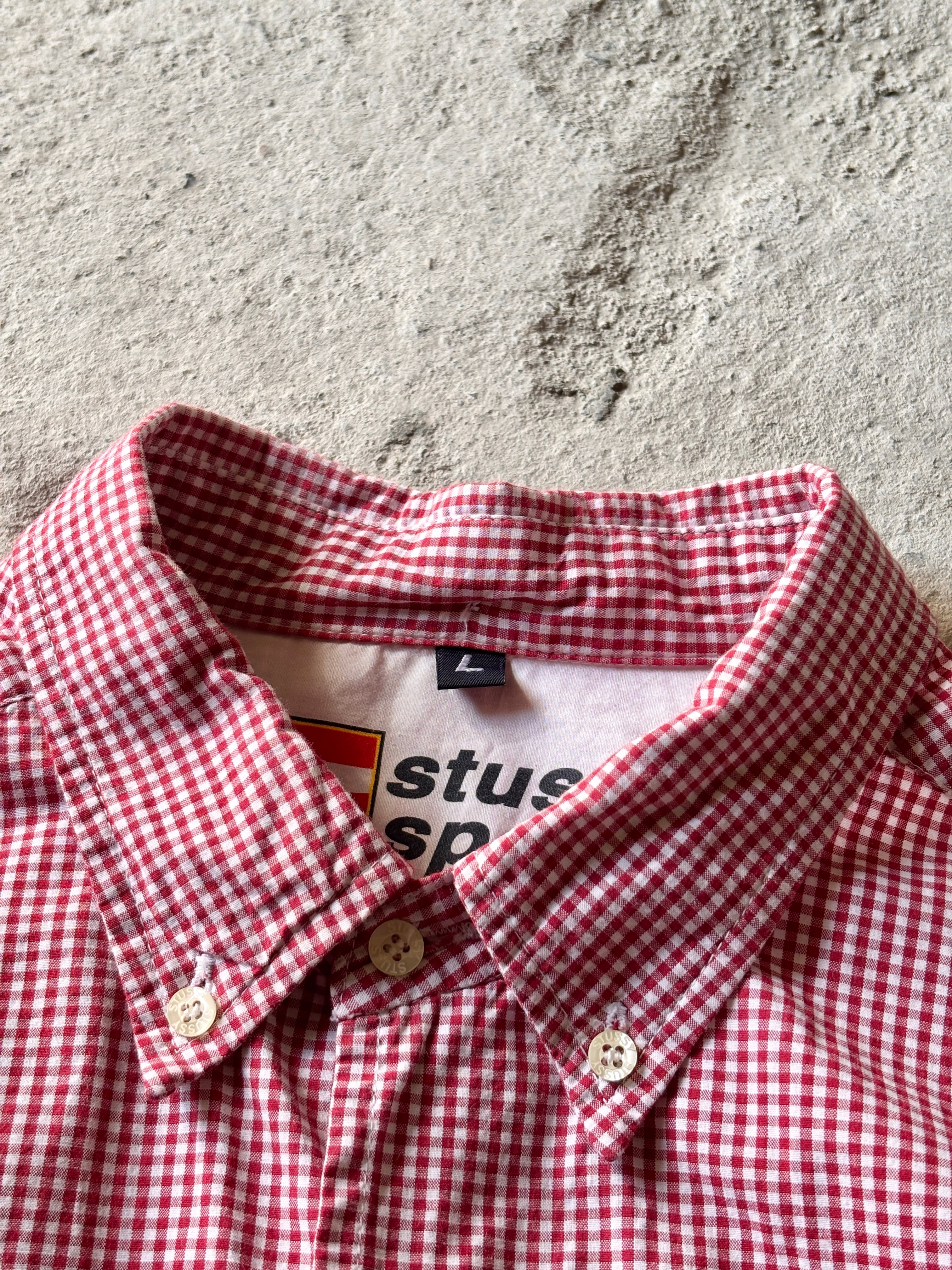 90～00s OLD STUSSY/STUSSY SPORT/Gingham Check BD Shirt/USA製/L