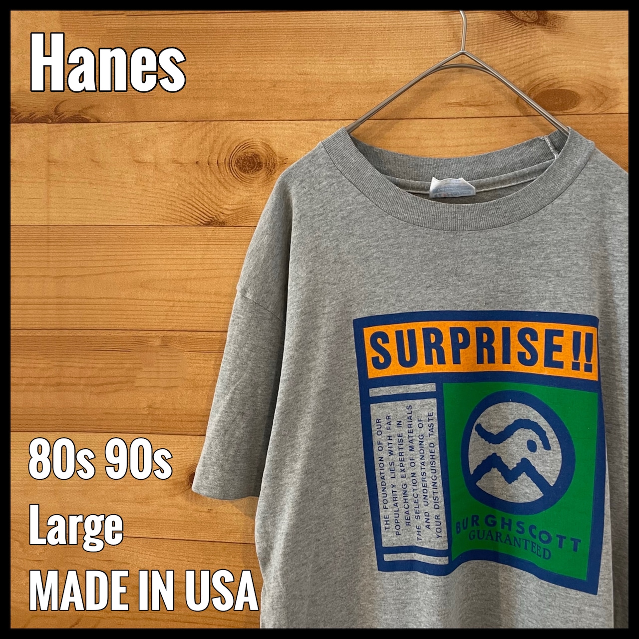 【Hanes】80s 90s USA製 Tシャツ プリント BURGHSCOTT サイズL ヴィンテージ ヘインズ US古着