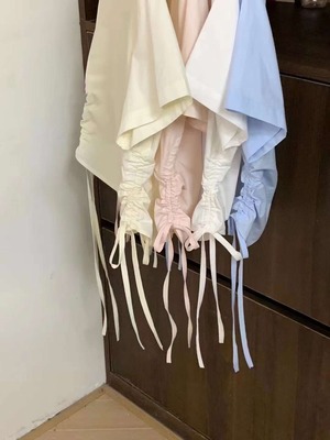 サイドリボン五分袖ブラウス  AJ22085-655