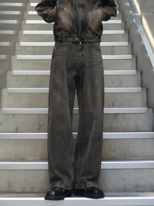 【ALUDE SELECT】design pu leather flare pants