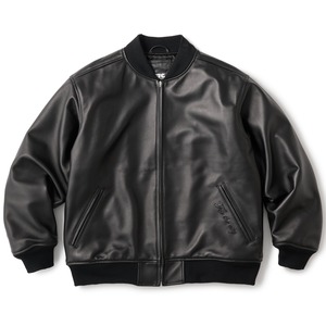 FTC / LEATHER ZIP VARSITY JACKET BLACK