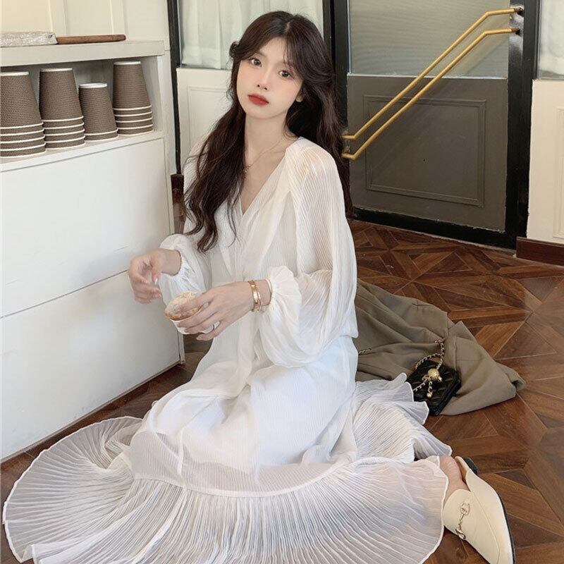 ドレス ウェストスタイルプリーツVネックスカート 萌量不足45117600917