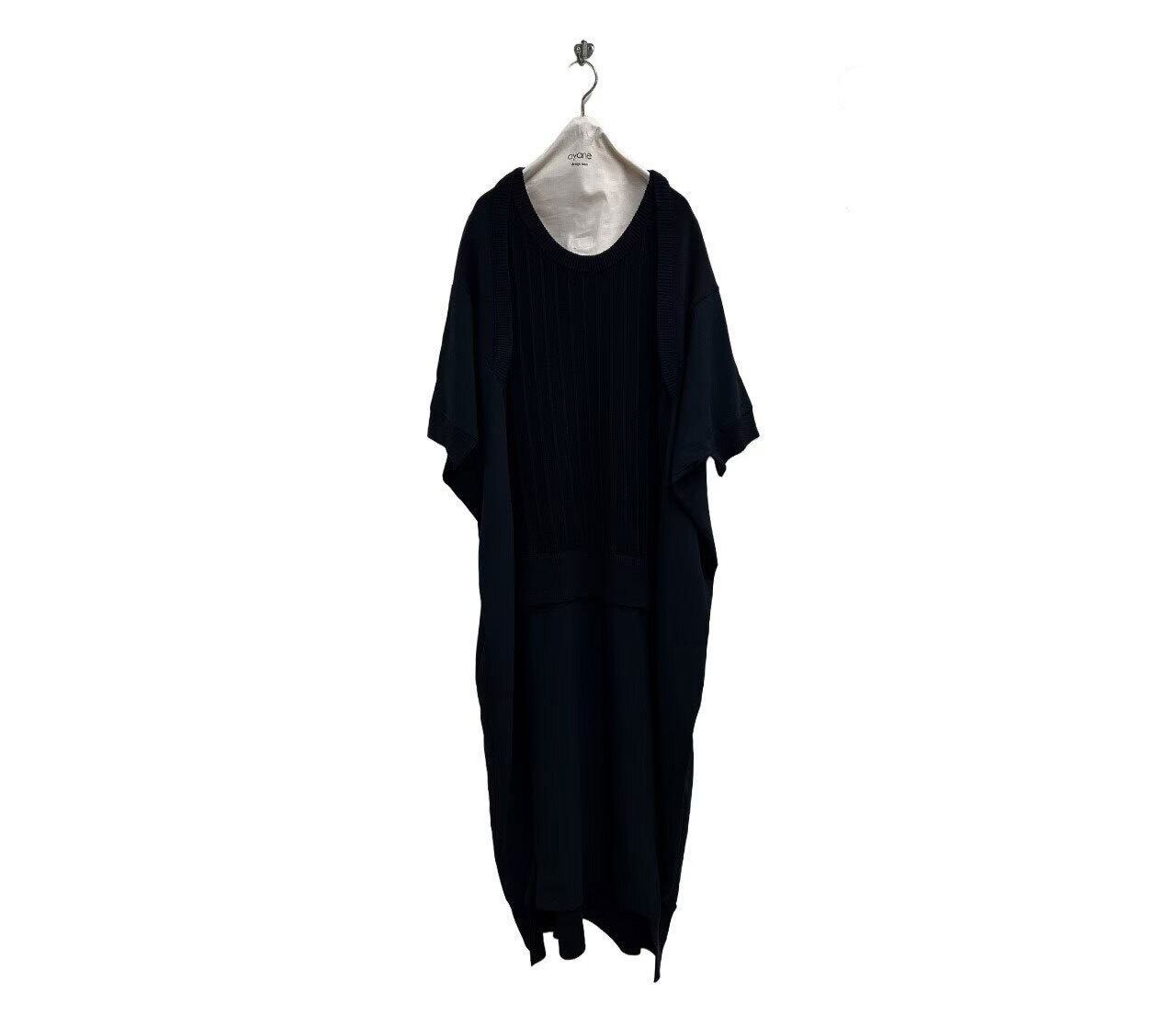 【SALE】430. ayane /アヤン ニットドッキングドルマンワンピース(ブラック)(826513)