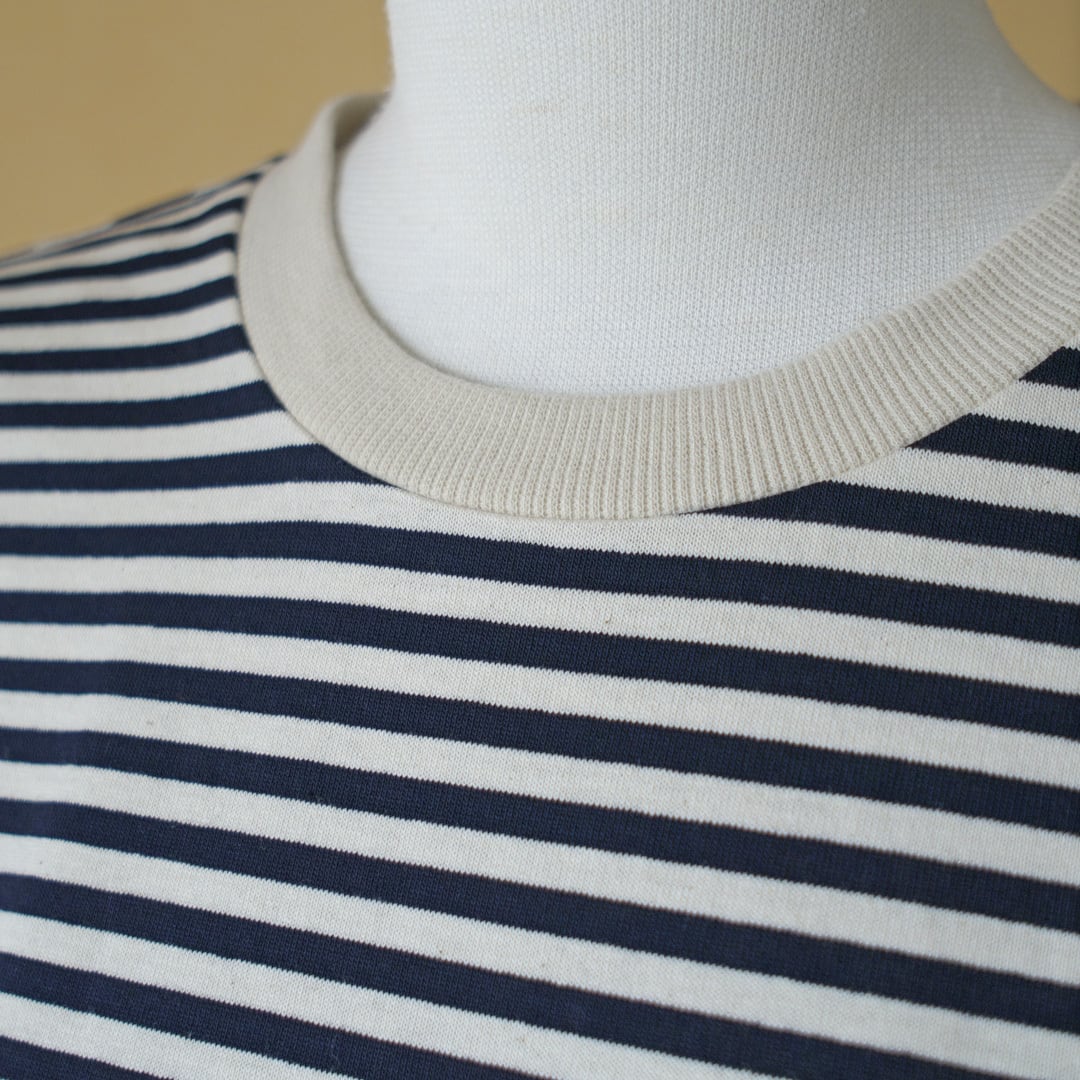 atelier naruse アトリエナルセ コットンボーダーカットソー・ベージュxネイビー