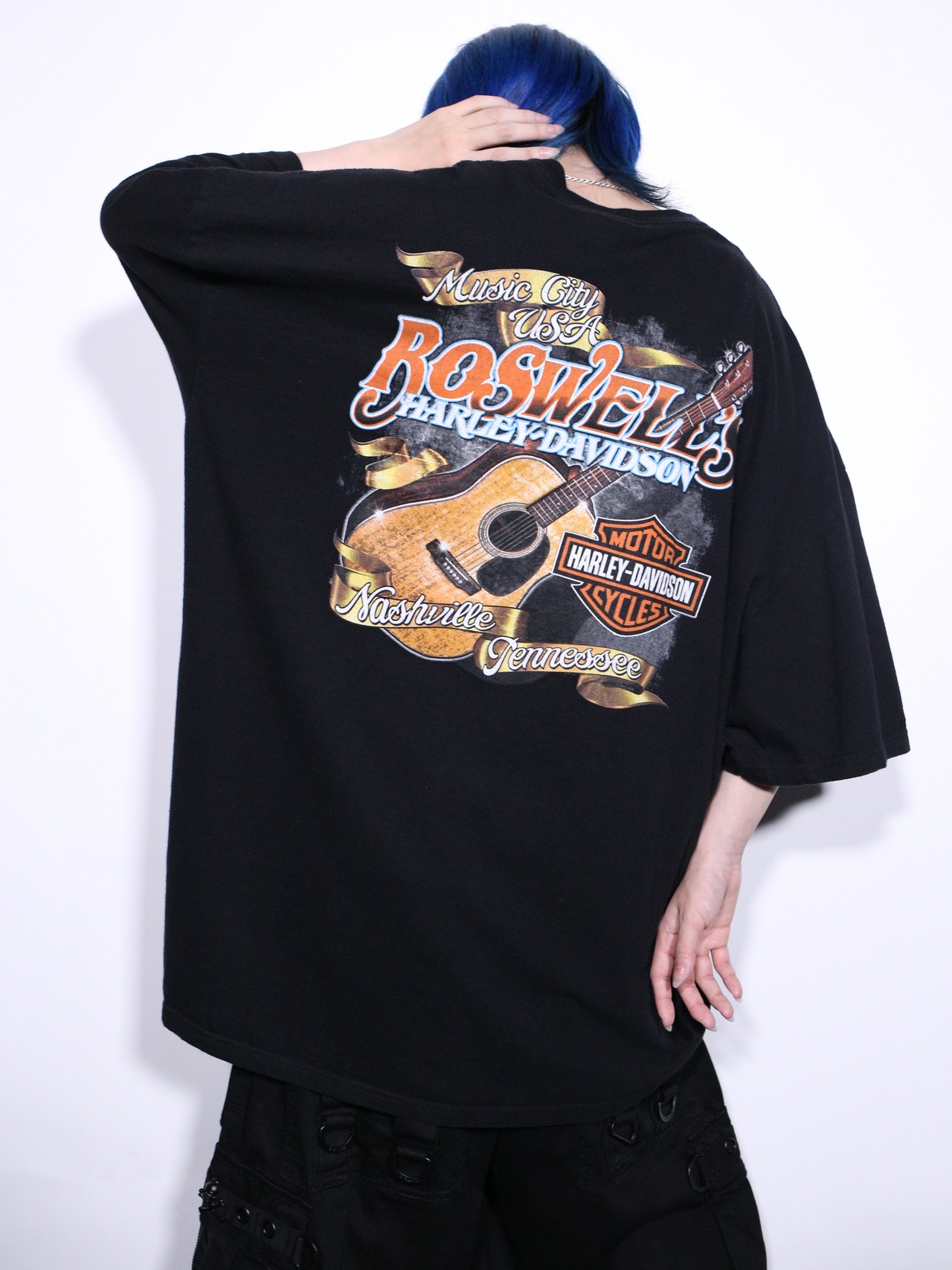 "Harley-Davidson" XXL over silhouette front and back print tee - 7