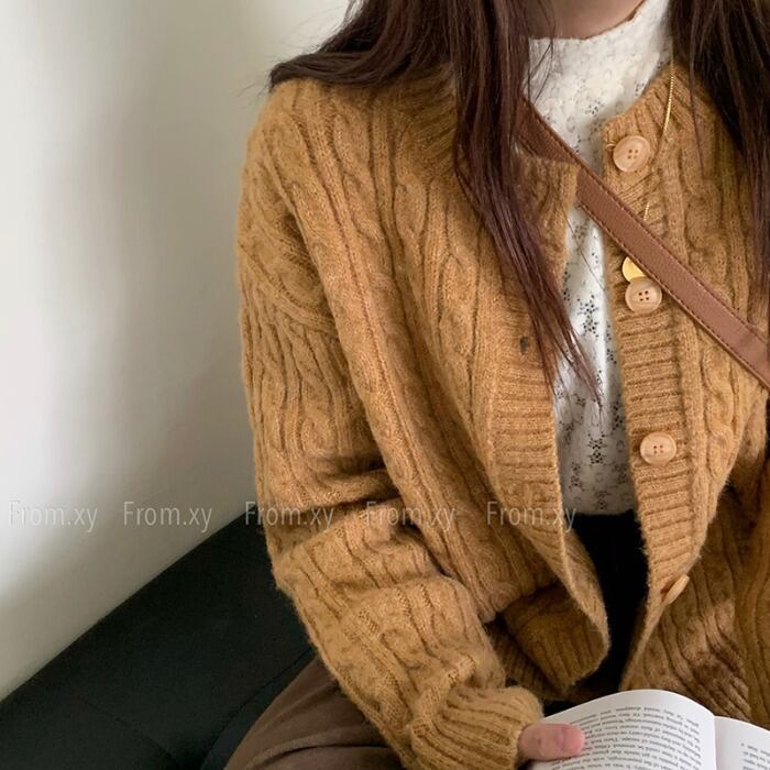 スタンダードルーズカーディガンセーター レディースオータムウィンターショートトップス コート ロング レトロ 秋物 冬物 モンロー87921199441