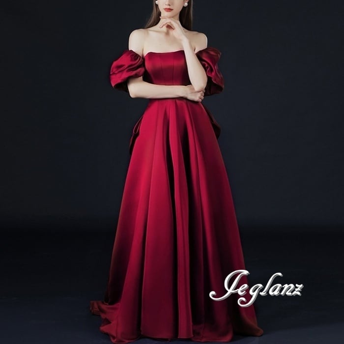 サテン ウエディング カラードレス 背中 編み上げ ビックリボン 3way 3色 ♪(M6919)π