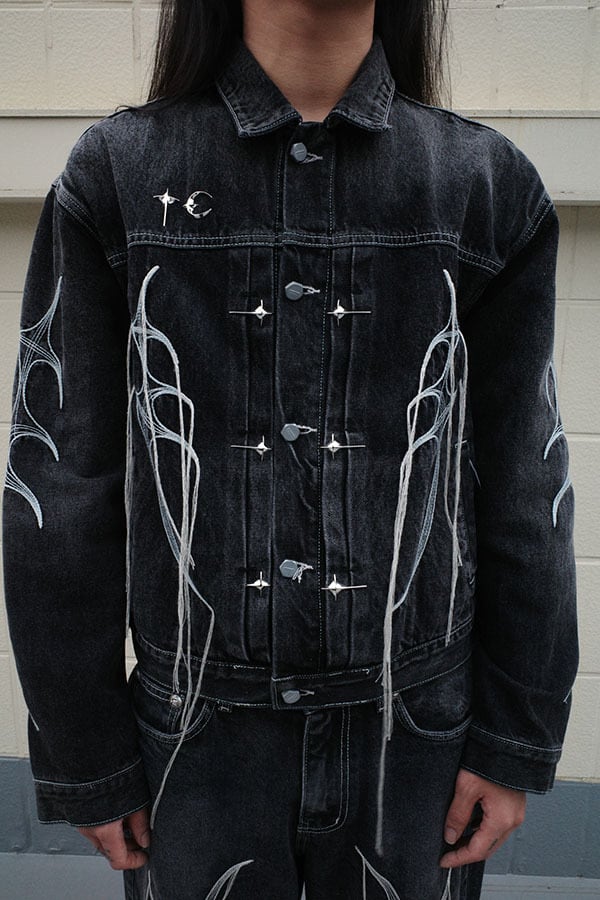 Thug Club tribal tree jacket black身幅56cm