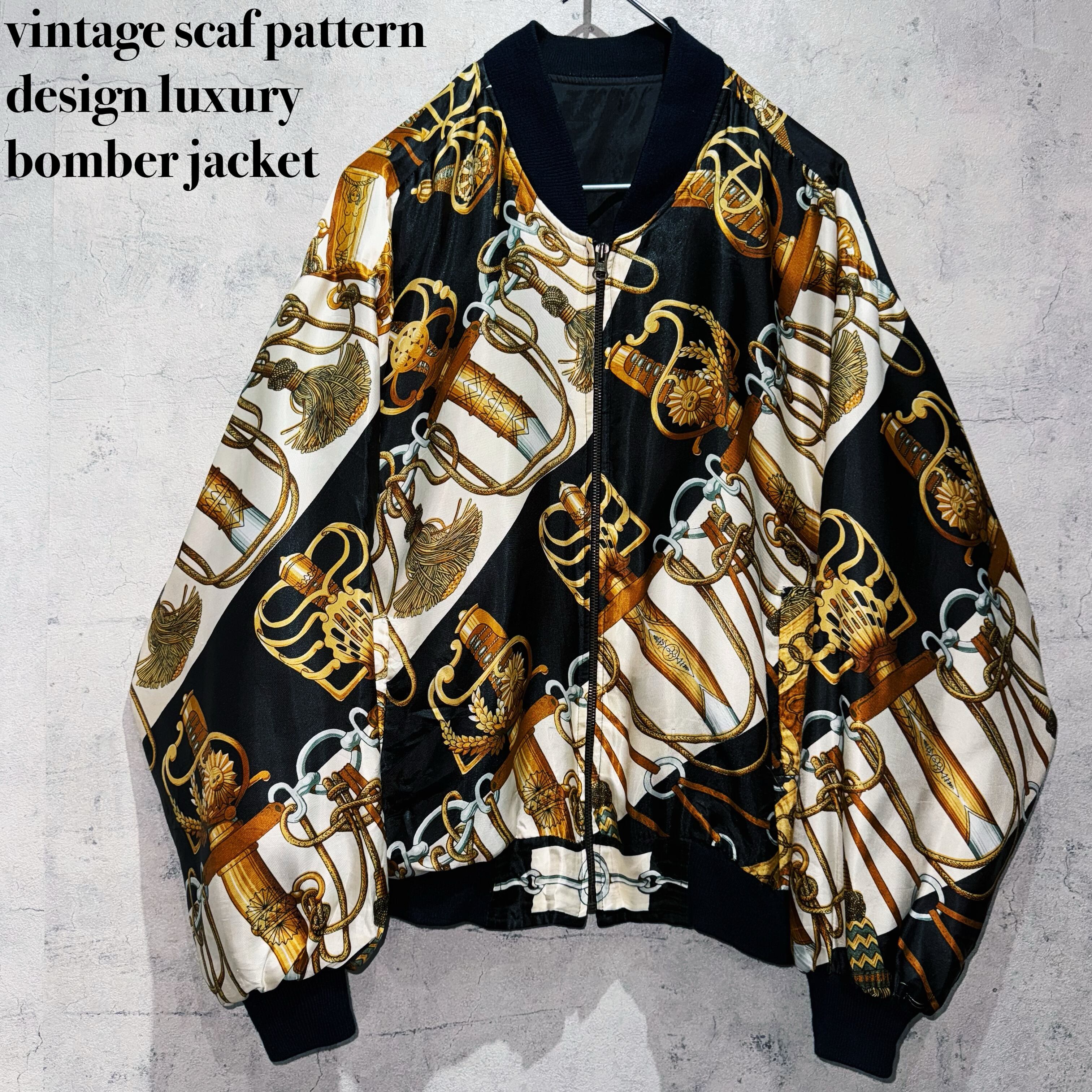 vintage scaf pattern design luxury bomber jacket
