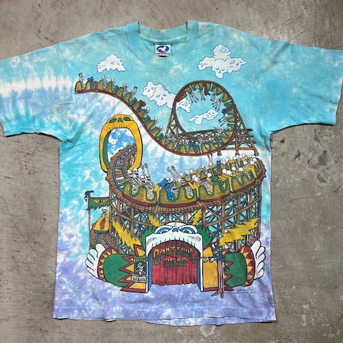 90's GRATEFUL DEAD グレイトフルデッド 1993 Roller Coaster ローラーコースター タイダイTee バンT LIQUID BLUE BROCKUM COLLECTION Lサイズ USA製 希少 ヴィンテージ BA-2253 RM2672H