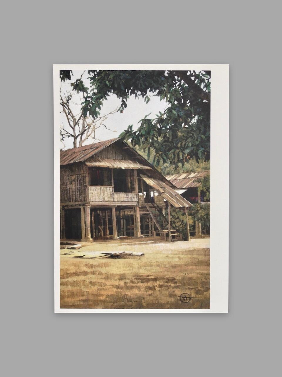 タイの風景 水彩画ポストカード|Thai Landscape Watercolor Postcard