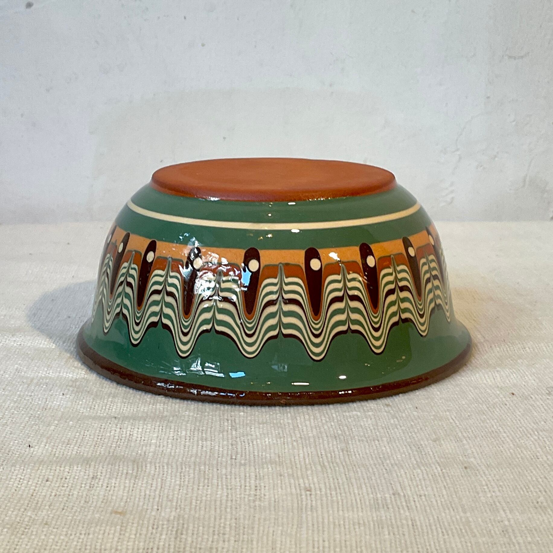 ブルガリア陶器】トロヤン陶器のボウル中（青・緑・黄） | 照明