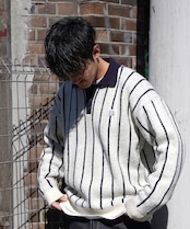 【#Re:room】STRIPE BIG KNIT POLO［REK137］