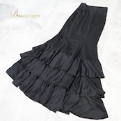 フラメンコ 衣装 ファルダ スカート 黒 無地 ハイウエスト ボランテ フリル ダンス prima boutique プリマブティック パーティ 発表会 レッスン 練習着 ブラック系 フリルスカート ダンス衣装 スカートファルダ ストレッチ素材 シンプル スタイリッシュ 大人女性用 ダンスレッスン 発表会用衣装 フラメンコスタイル おしゃれ 伸縮性