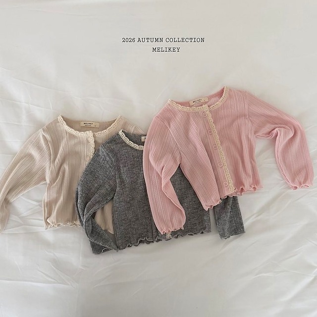 韓国子供服 / 26Autumn / 〖取寄〗Melikey / ナチュラルレースカーディガン / 女子服 *XS~JM*