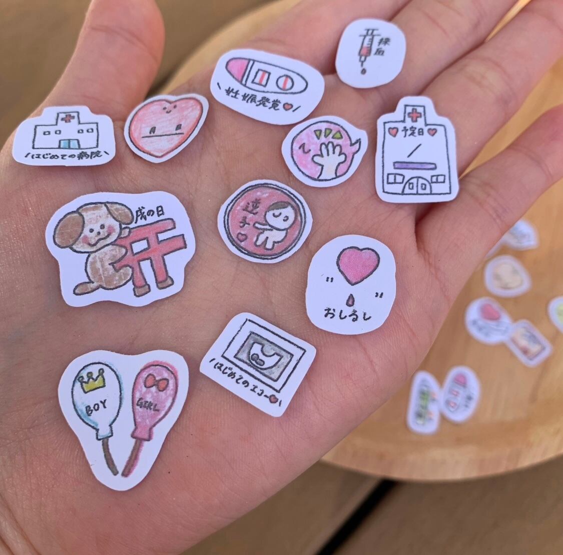 カット済み】 handmade マタニティフレークシール 母子手帳 アルバム