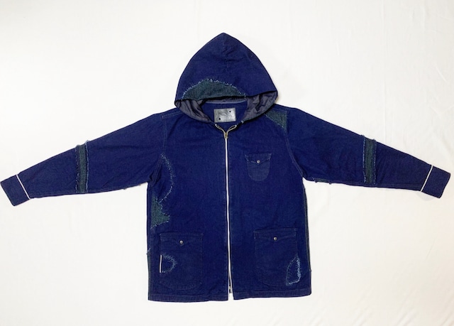 デストロイインディゴツイルフーディージャケット / Destroy indigo twill  hoodie Jacket