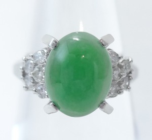 【SOLD OUT】三越ジュエリー　翡翠　ジェイダイト　ダイヤリング　プラチナ ～【Japanese brand Mitsukoshi Jewelry】Jade Jadeite Diamond Ring Platinum～