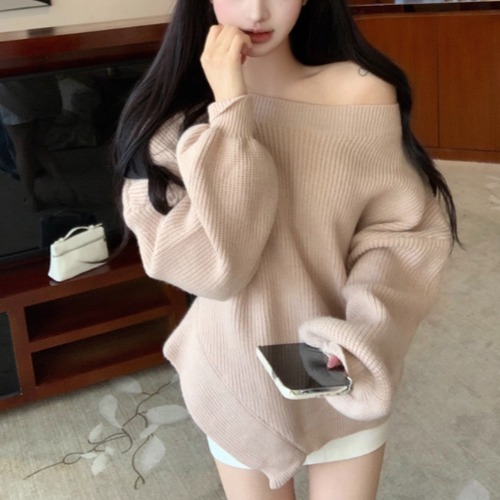 デザインヘムルーズケーブルニット ・12765